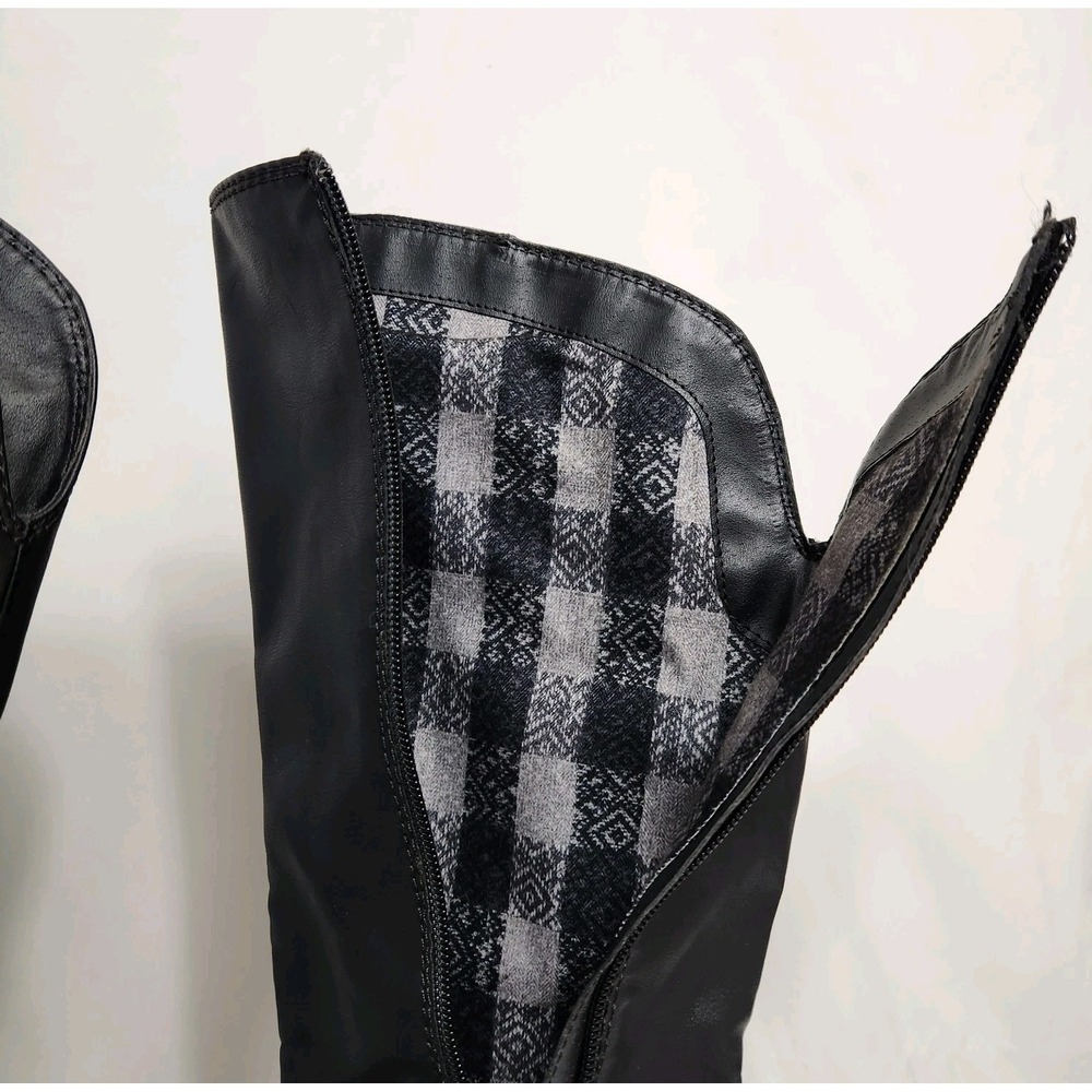 American Rag Co AEBONI Womens Black Knee High Boots Sz 5M Block Heel Harness Zip - Picture 9 of 16